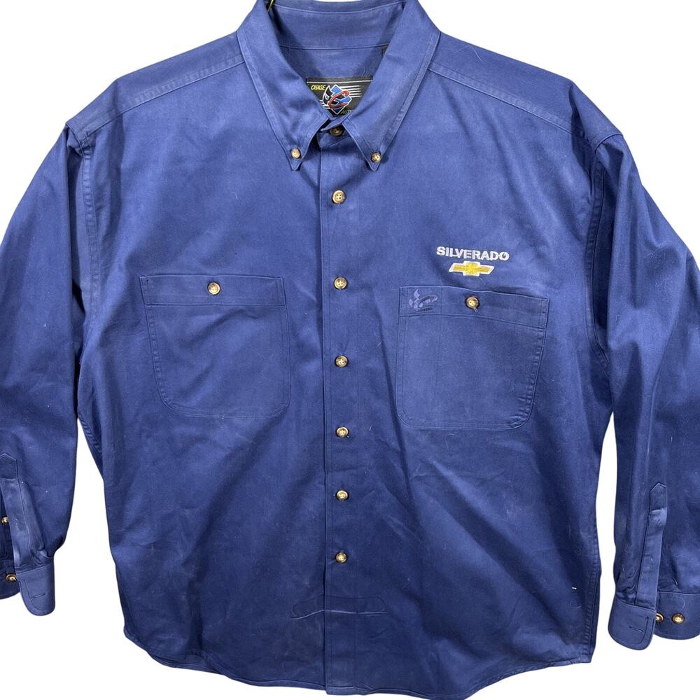 CHASE AUTHENTICS Chevy Silverado Crew Long Sleeve Shirt/ Blue /Size Large